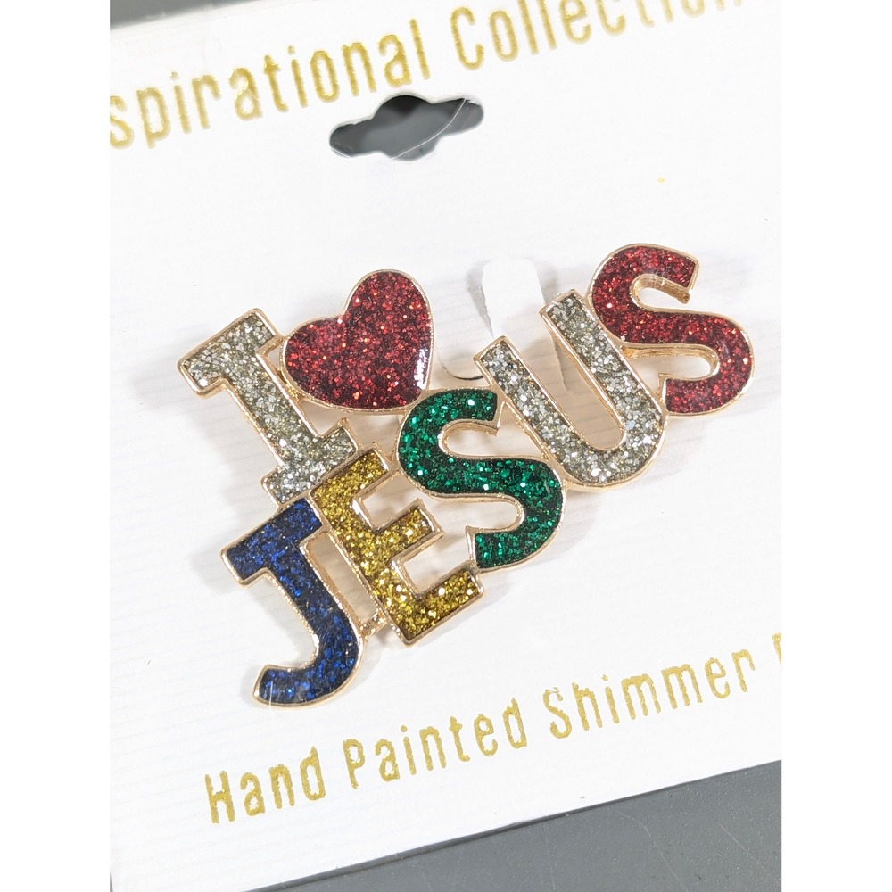 Jesus Heart Brooch Pin Colorful Enamel Christian Faith Inspirational Jewelry New
